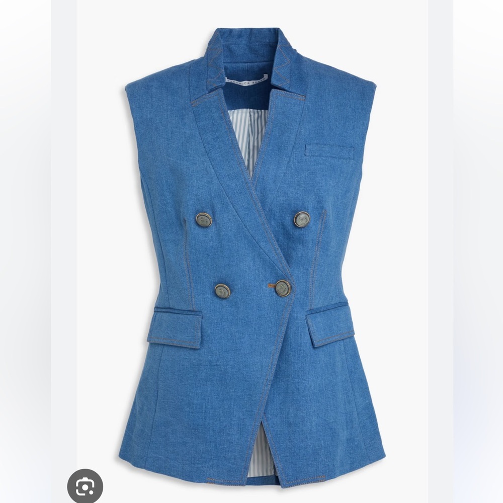 Veronica Beard Blue Sleeveless Jacket